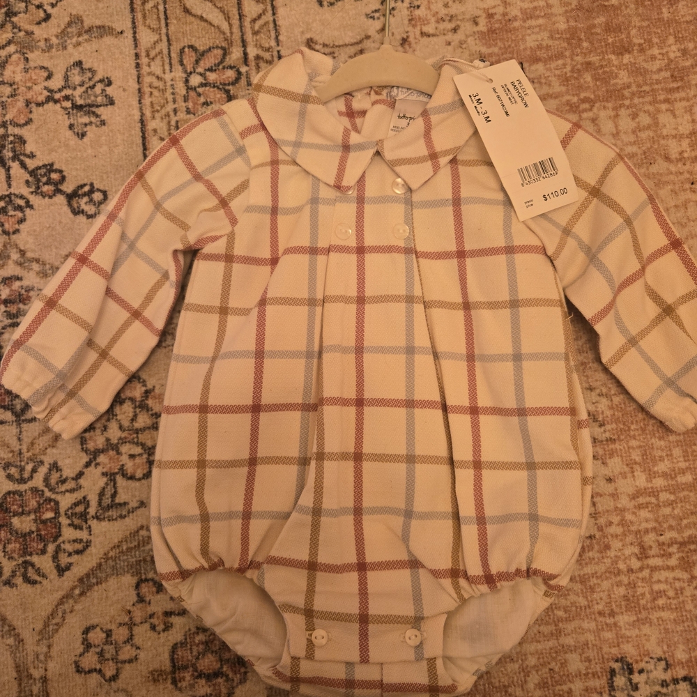 Tutto Piccolo Baby Plaid Romper w/ Peter Pan Collar – 3M – NWT